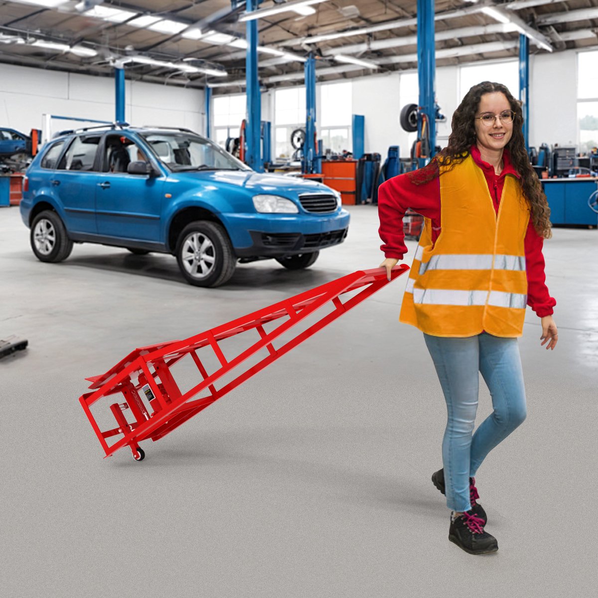 MODFU - Hydraulische Heberampen - 2 Stuks - Rood - 5 Ton - 23-36 Cm