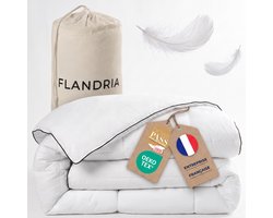 FLANDRIA Warm Dekbed van Eendenveren en Dons 650 g/m², Natuurlijk, Zacht en Ademend, Katoenen Opbergtas, 220x240 cm