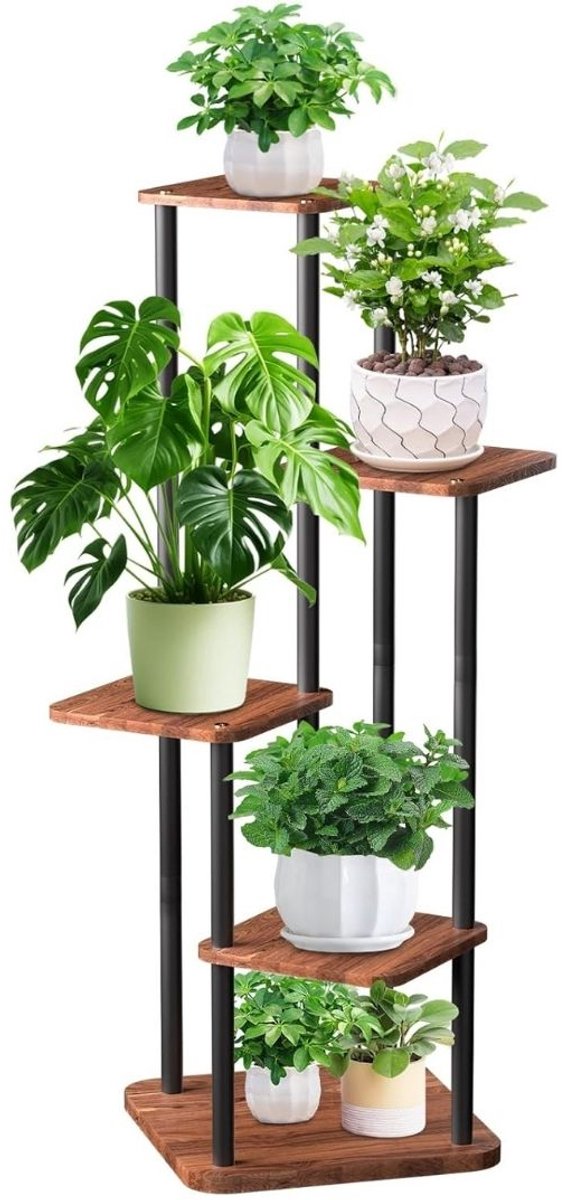 DailySupplies® Plantentafel - Plantenrek Buiten - Plantensteun - Plantenstandaard - Hout - 30x30x106 - Bruin