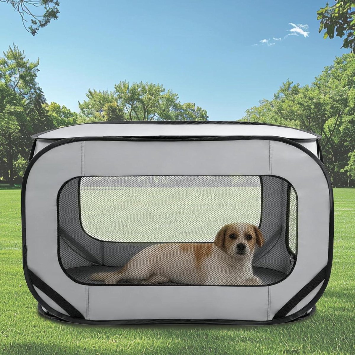 Honden Transportbox - Reismand - Veilig Reizen - Opvouwbaar - 92x52x52 cm - Grijs