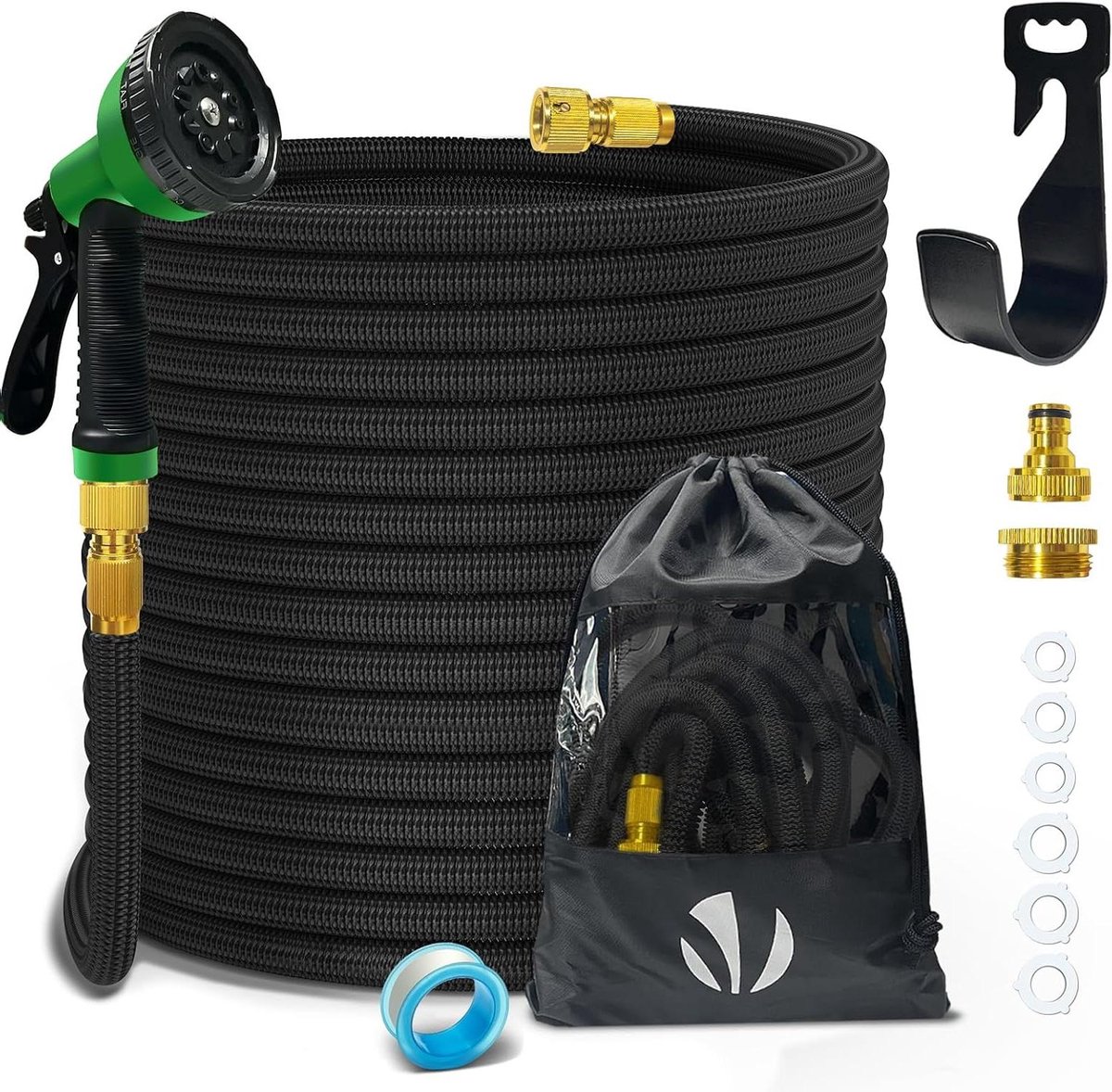 Flexibele Tuinslang - Rekbare Waterslang - Tuin Besproeien - 8 Sproeifuncties - 30 Meter - Zwart
