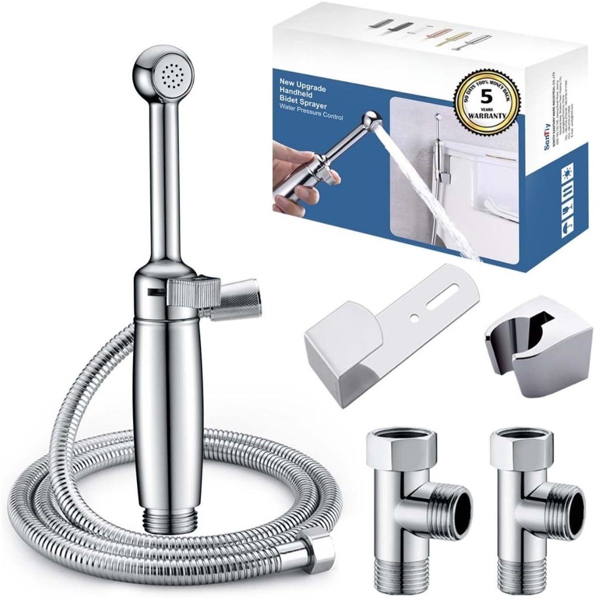 Ploutos® Bidet - Bidet Toilet - Bidet Handdouche - Bidet Sprayer - Zilver - 30cm x 40cm x 183cm
