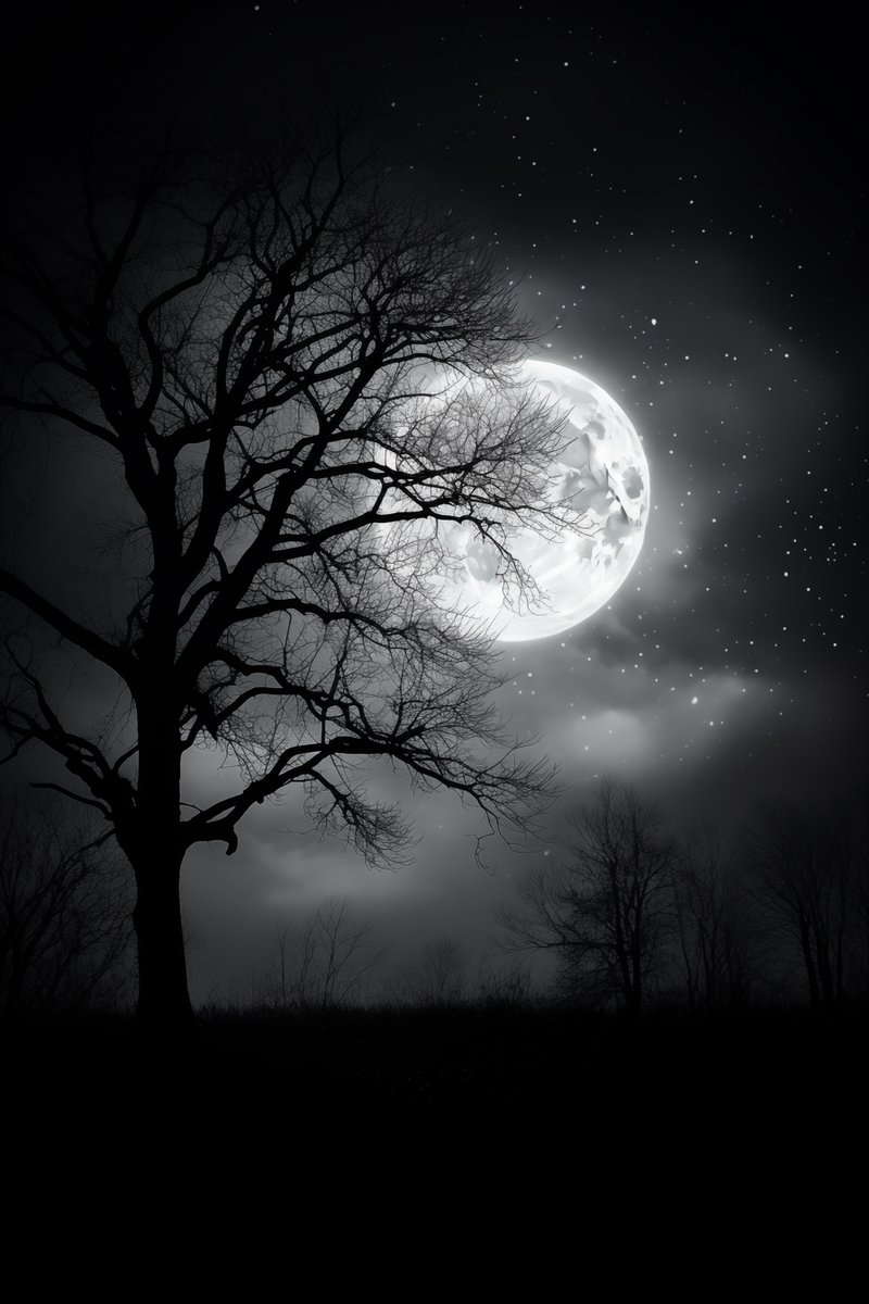 Volle Maan Poster - Zwart Wit - Full Moon - posters - formaat 70x100cm - Wanddecoratie - L1236YR
