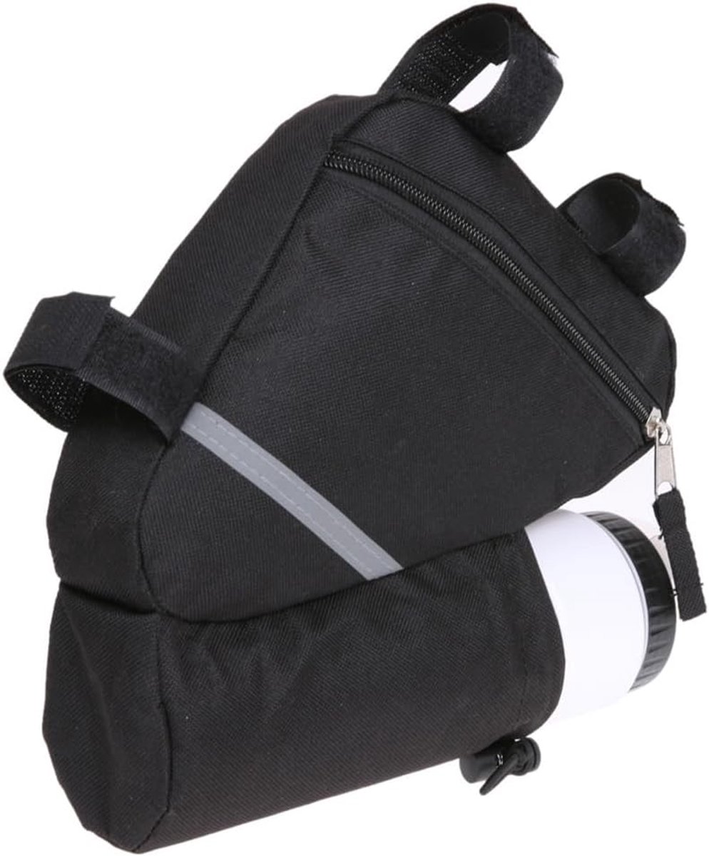 3-delige set fietsbagage: fietszadelzak, fietsframezak, fietsbuizenzak, driehoekige fietsbuizenzak, fietsstuurzakken (voor), zwart