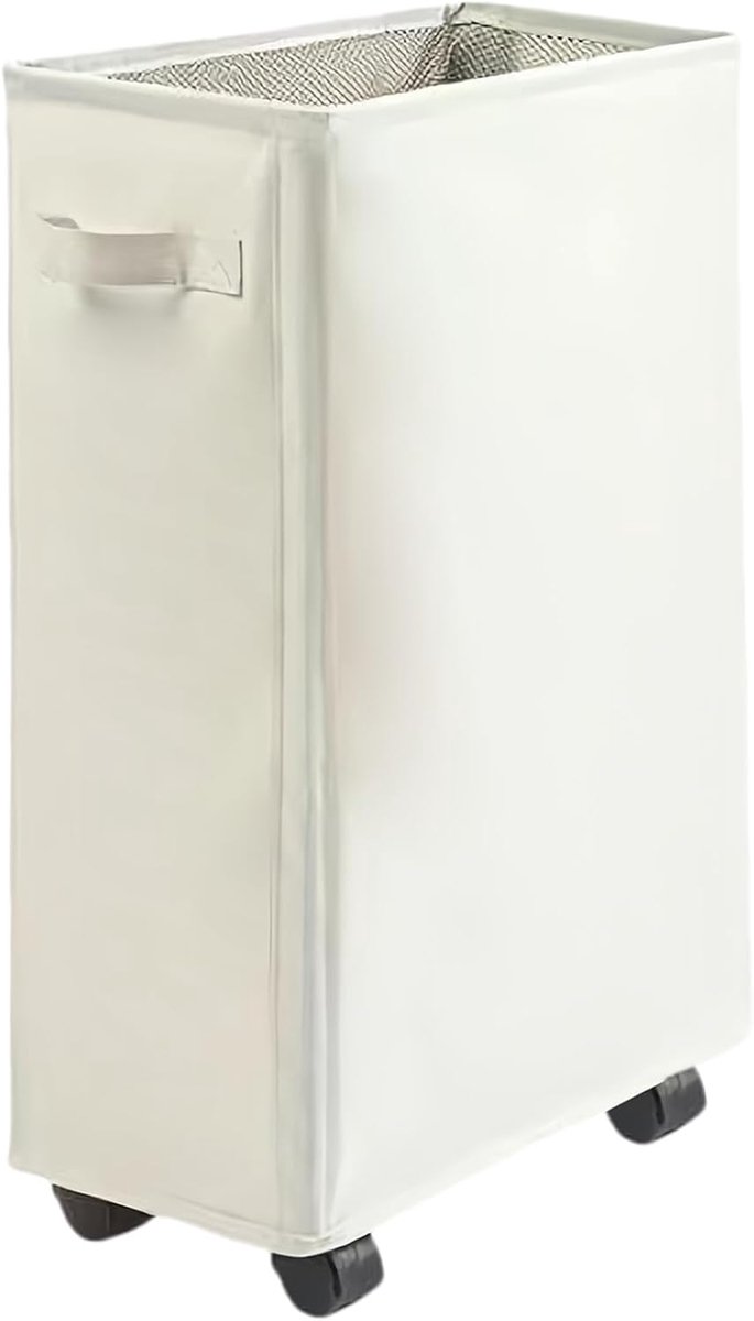 Dailygoods- Wasmand met Wieltjes - Opvouwbaar - 4 Vakken - Beige - Wasmand met Deksel - Geurpreventie - Eenvoudige Verplaatsing - Wascontainer
