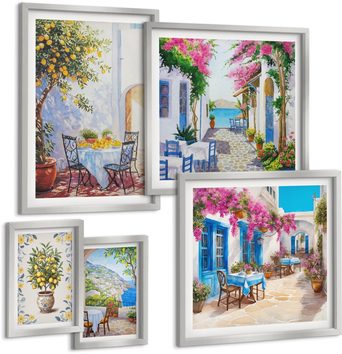 Coloray 5-Delige Schilderij Set - Citrus- En Tropische Vruchten In Retrostijl - 20 x 30 cm - Moderne Wanddecoratie - Slaapkamer