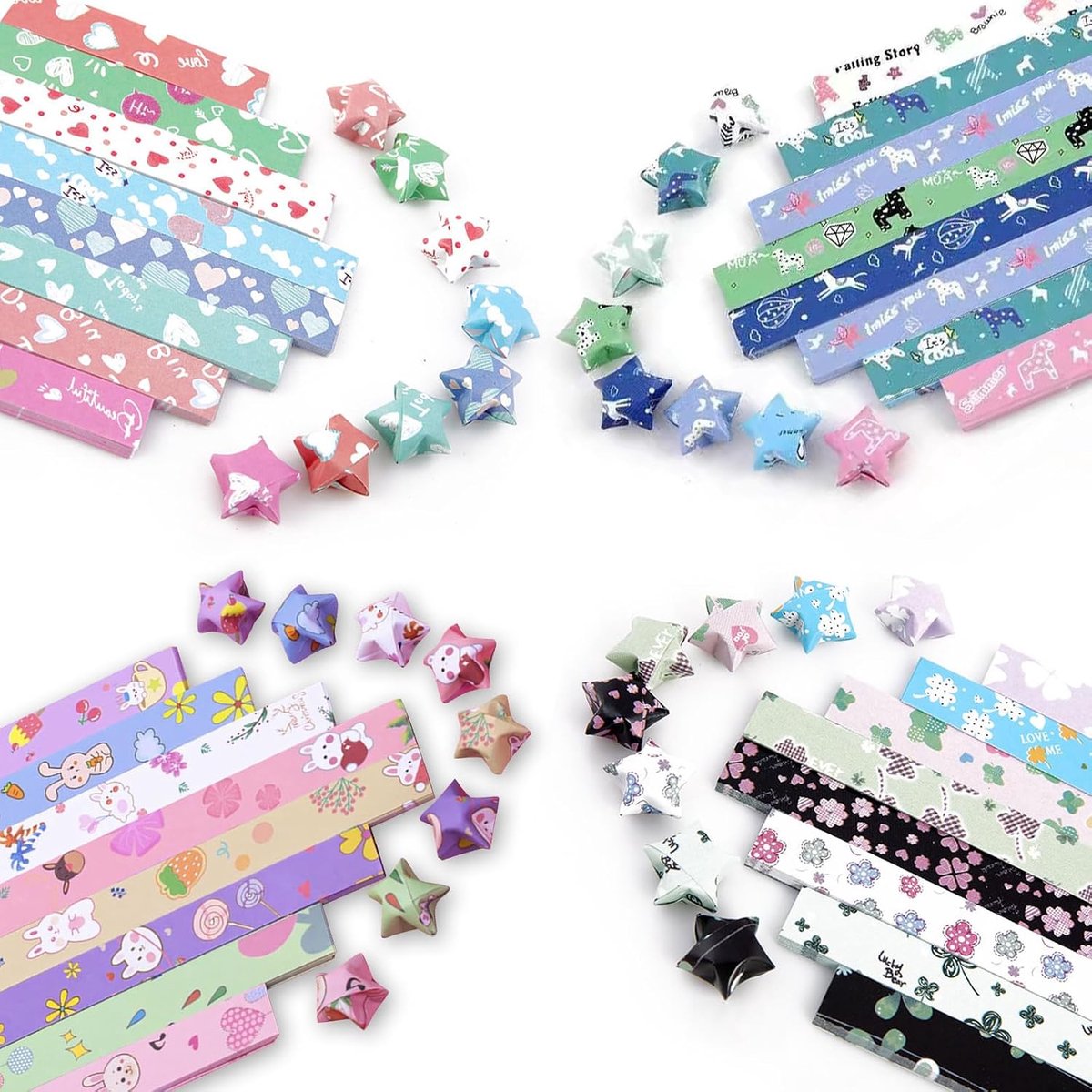 Origami Sterren - 2160 stuks Lucky Star Papierstroken - Handgemaakte kaarten en feestdecoratie - Kleurig en creatief - Origami knutselmat...