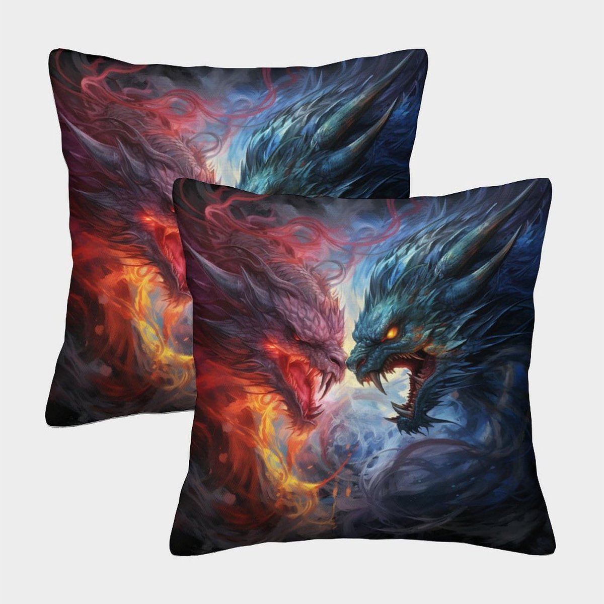 3D-geprinte Dragon vierkante kussenslopen mythologische dierenkussen hoes decoratief superzacht pak van 2 luxe stijl voor bank slaapkamer 50 x 50 cm