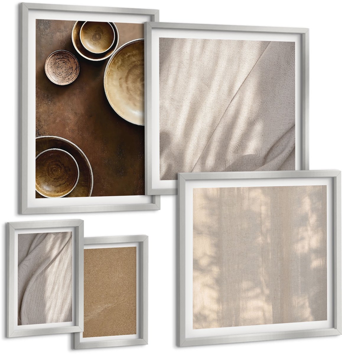 Coloray 5-Delige Schilderij Set - Warme Aquarelverf Op Canvas, Kleurrijke Texturen - 20 x 30 cm - Stijlvolle Wanddecoratie - Interieur - Stijlvolle Muurdecoratie
