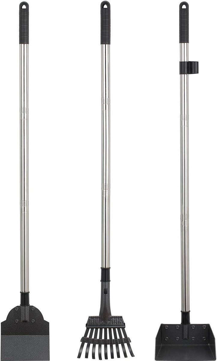 Hondenpoepschep Metaal - Honden opruimer - Tuin Schoonmaken - Verstelbare Lengte - 84 cm Handgreep - Zilver