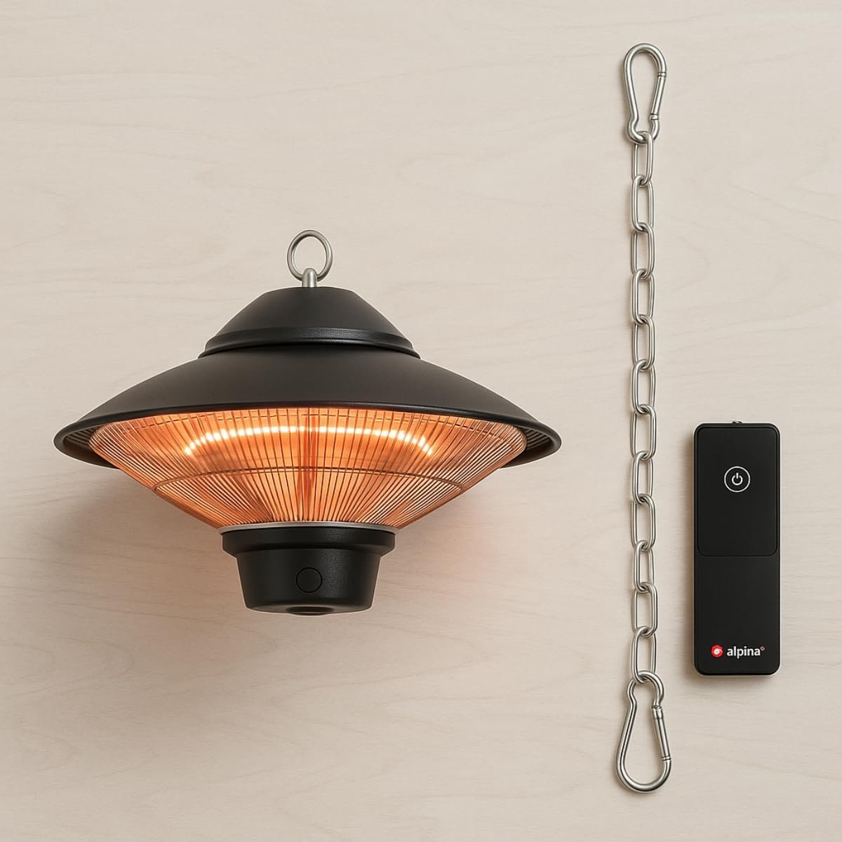 Terrasverwarmer - Elektrische heater - Buiten zitten - Infrarood verwarming - Ø47.5 cm - Zwart – foto 8