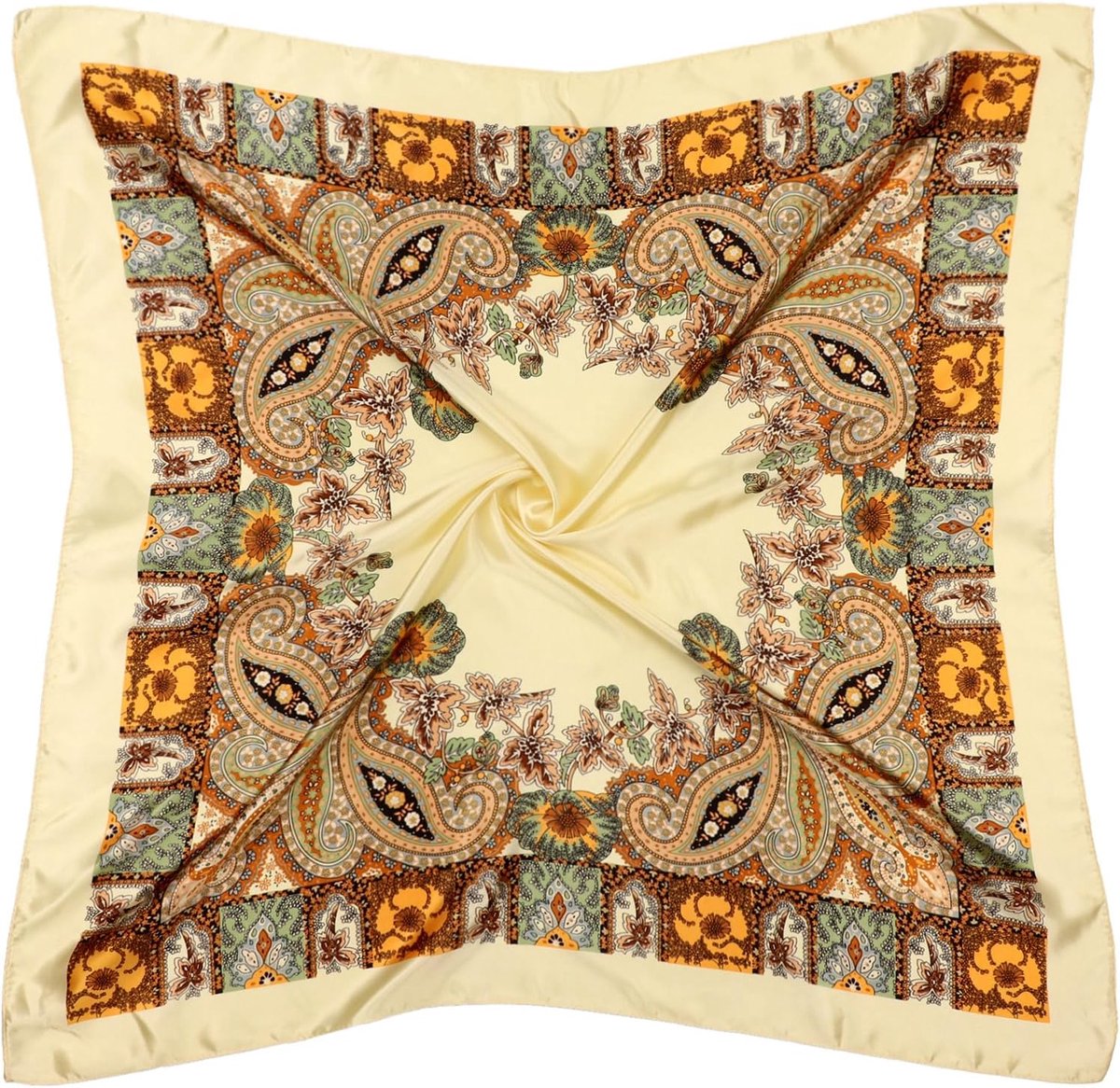 Grote Satijnen Hoofddoek Vierkant - Gedessineerd - Haaraccessoire Dames