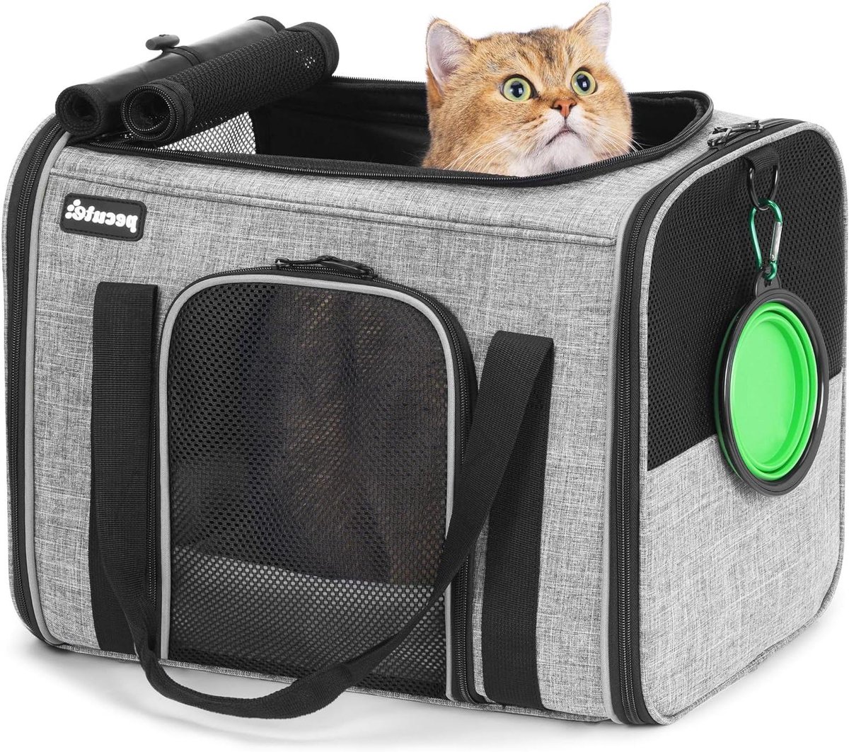 Huisdieren Draagtas - Reismand Kat - Reizen met Huisdier - Opvouwbaar en Ademend - Tot 8 kg - Grijs