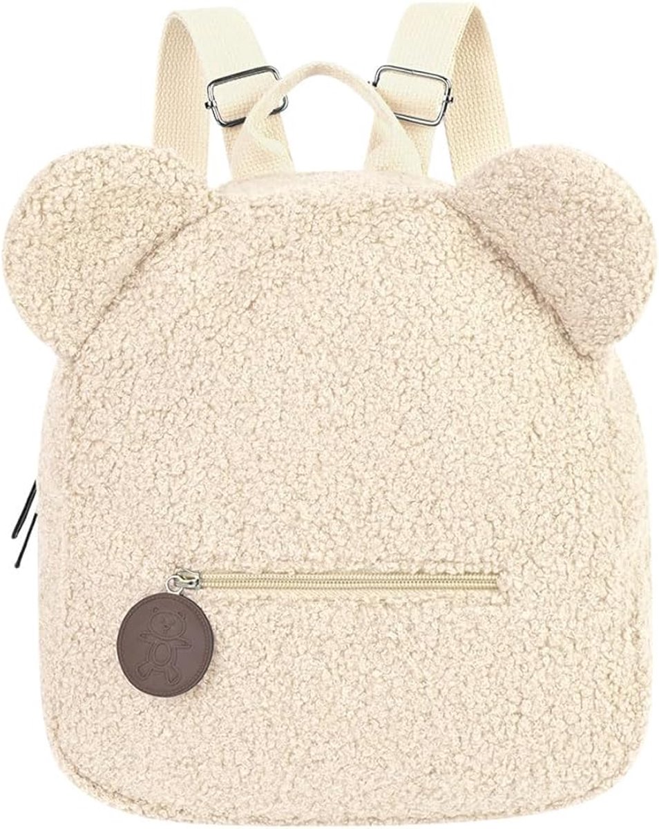 Pluche Kinderrugzak met Dierenoren 28x27x13 cm – Zachte Corduroy Schoolrugzak – Lichtgewicht Rugzak met Brede Verstelbare Schouderbanden – Schattige Dieren Schooltas voor Jongens & Meisjes, Opvang, Reizen en Uitjes