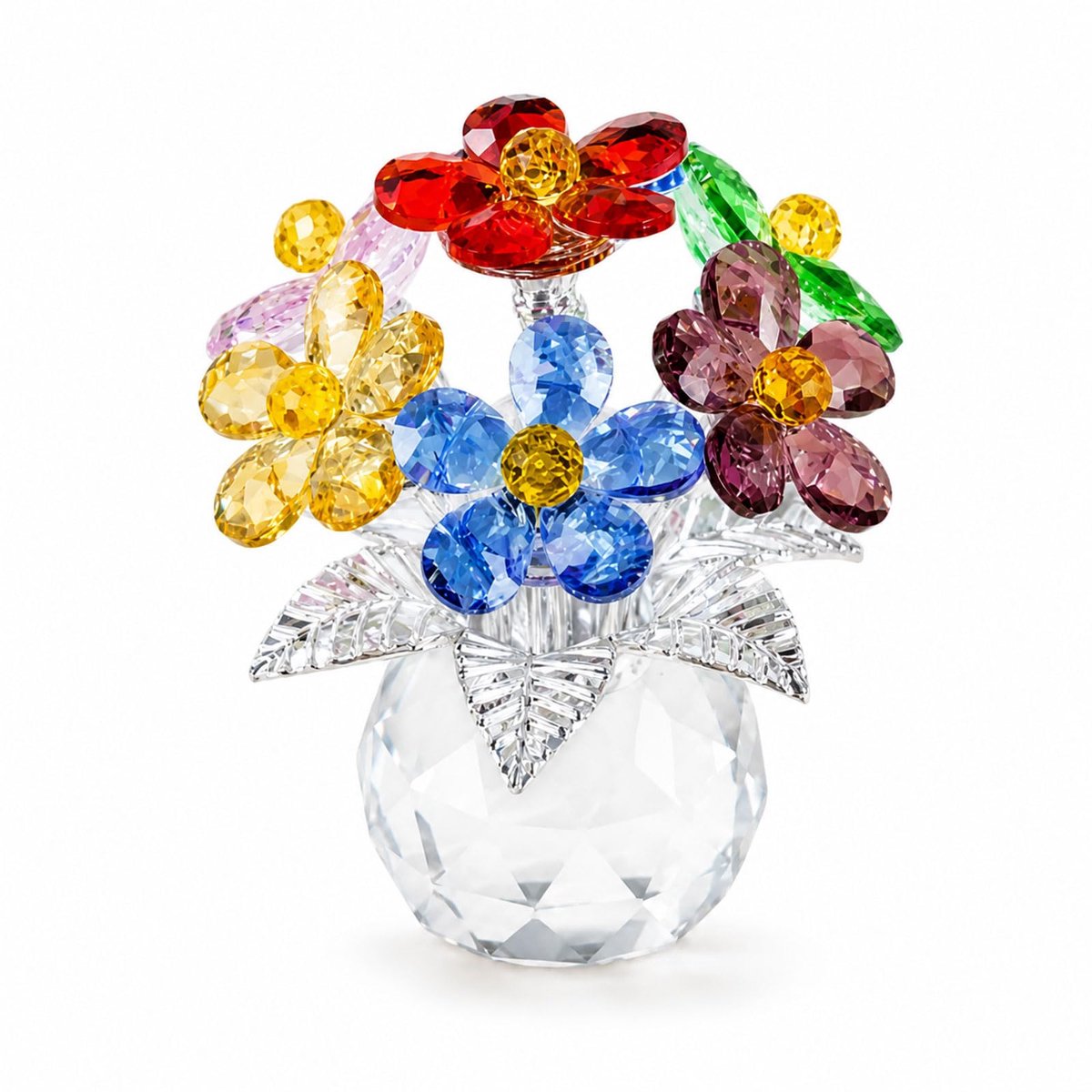 Glazen bloemenfiguur - veelkleurig - facettenvaas - perfect voor jouw interieur - ShopVlot
