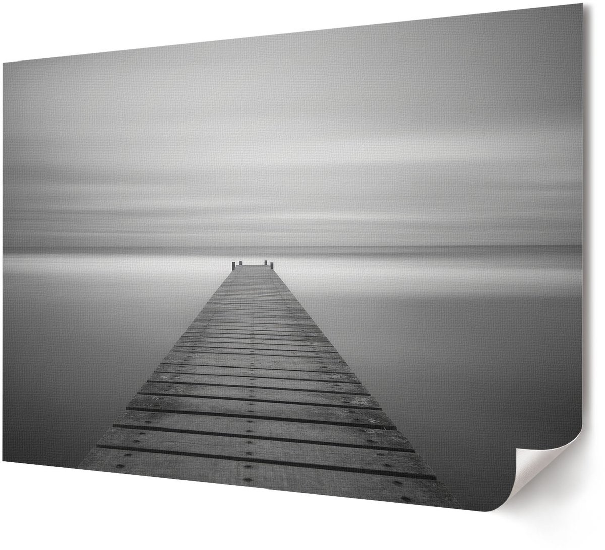 Coloray Polycanvas Wandposter - Trein Op Het Viaduct, Groente - A4 - Zwart-wit Illustratie - Rechthoek - Canvasposter - Woonkamer - Klassiek