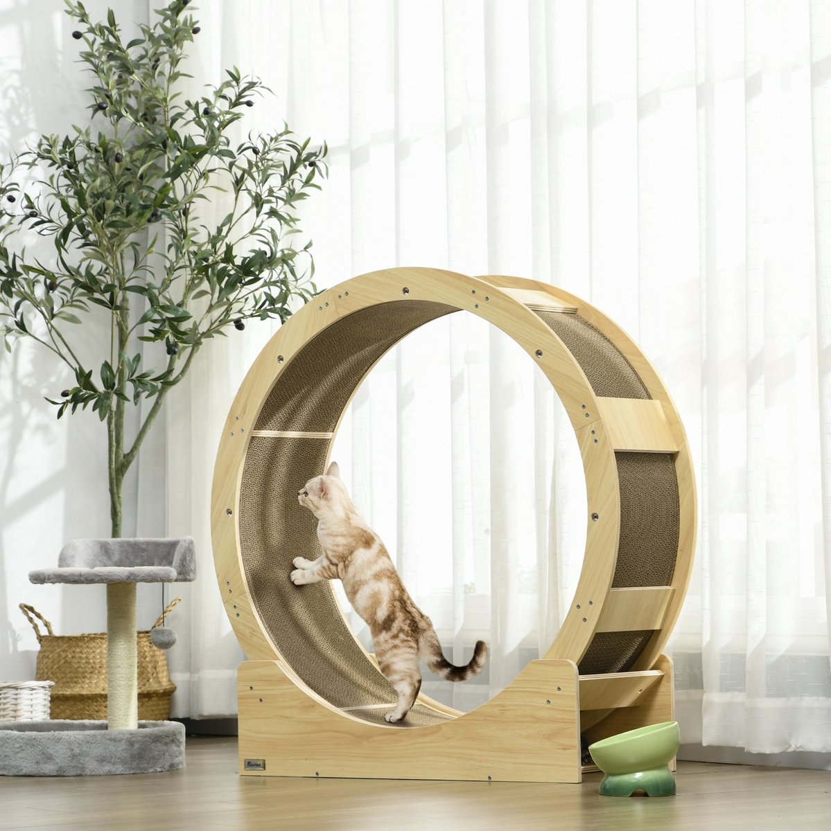 MODFU-Kattenlaufrad-Met-Krabmat-En-Rem-Eiken-91-Cm