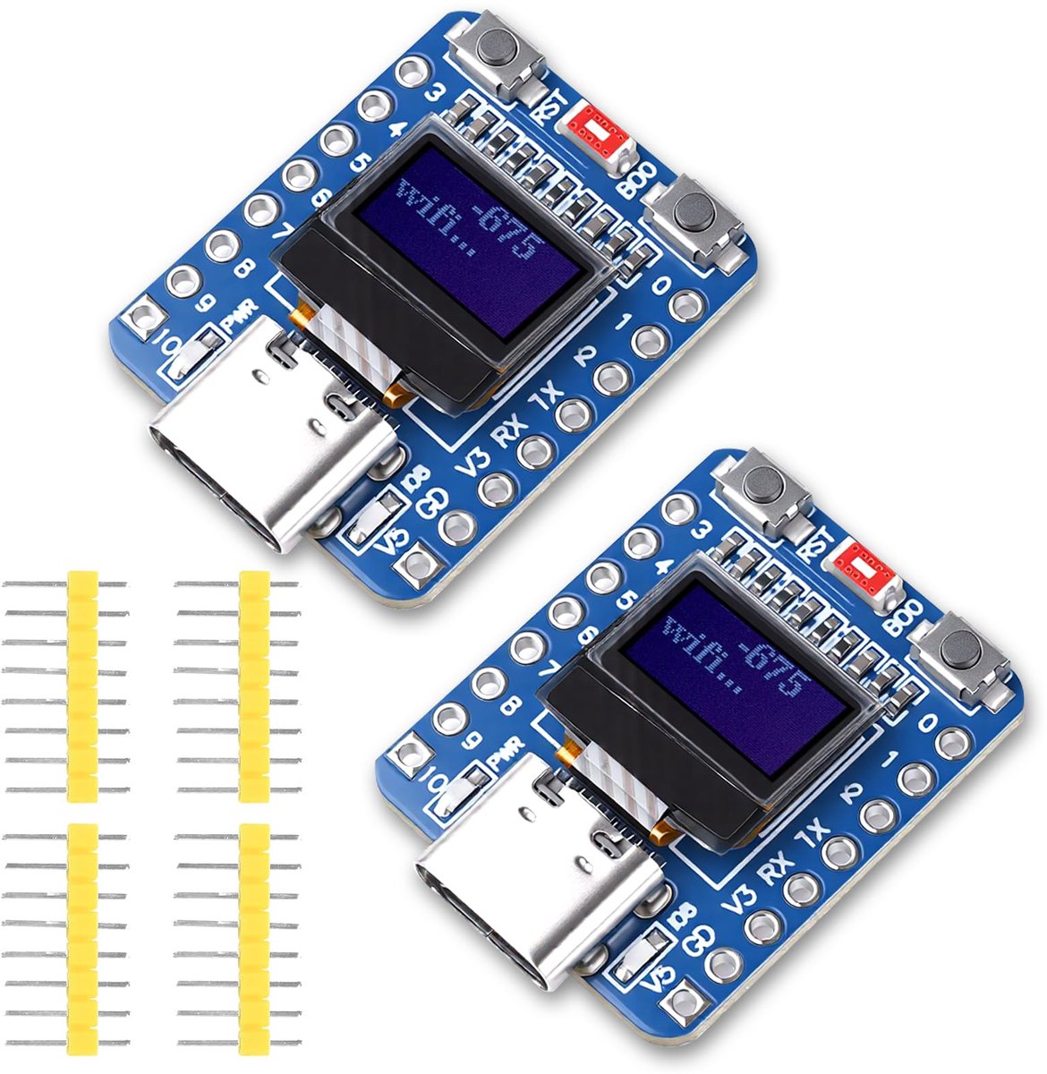 diymore 2 stuks voor ESP32 C3 ontwikkelingsbord met 0,42 inch OLED-display, voor ESP32 Mini, ondersteunt WiFi - ShopVlot