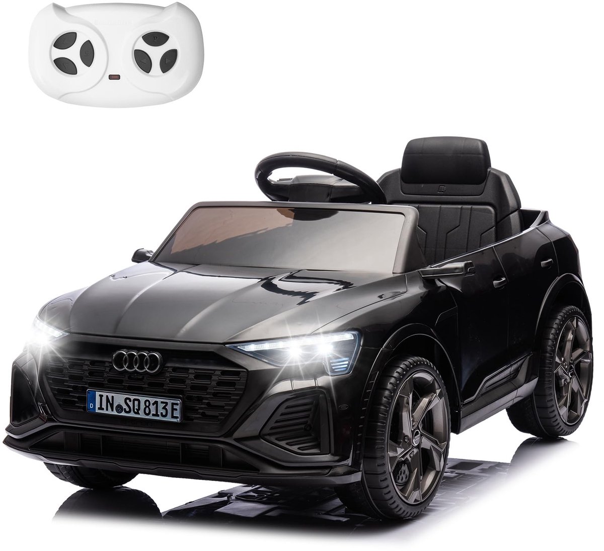 Elektrische Kinderauto - Audi SQ8 E-tron - 12V 4.5A - Afstandsbediening - 2.4GHz - Veiligheidsgordel - Muziekfunctie - Voor Kinderen 3-6 Jaar - Max Snelheid 3-5 km/h - Zwart