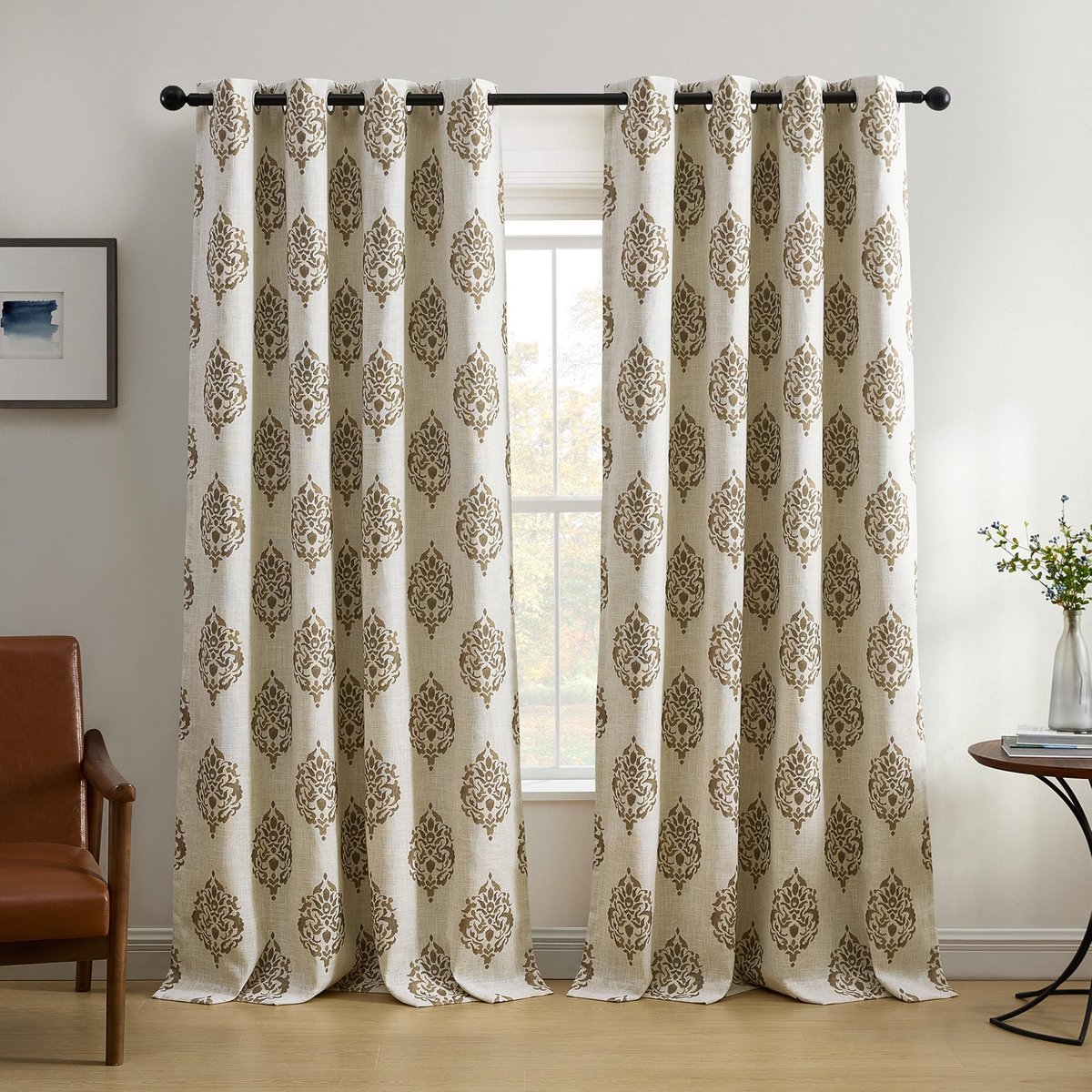 Elrene Home Fashions Navara Medallion Room Darkening Vendow Gordijnpaneel, 52 „x 84" (1), natuurlijk - ShopVlot