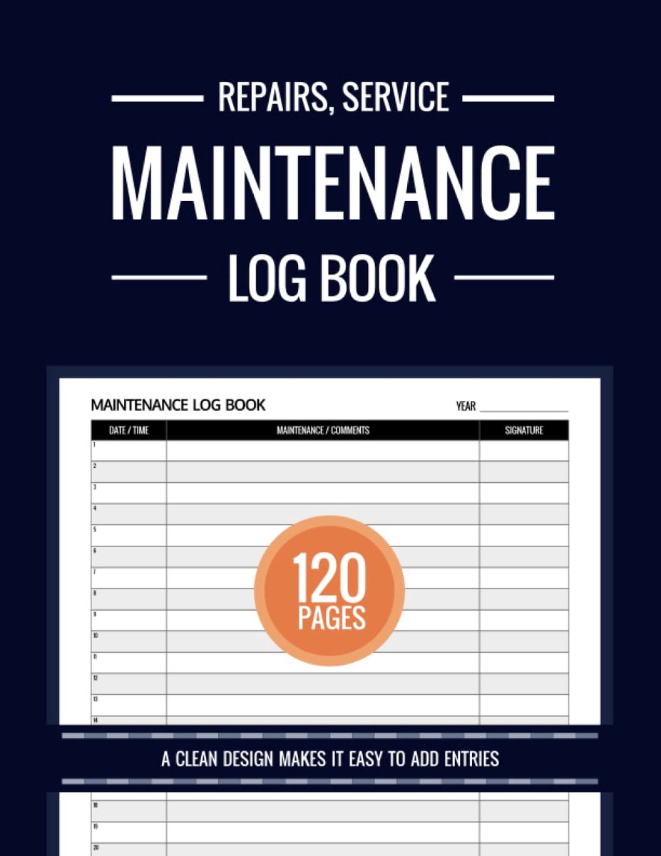 Maintenance log book, Maintenance record log book, Service record log book, Repairs record log book, Maintenance log - ShopVlot