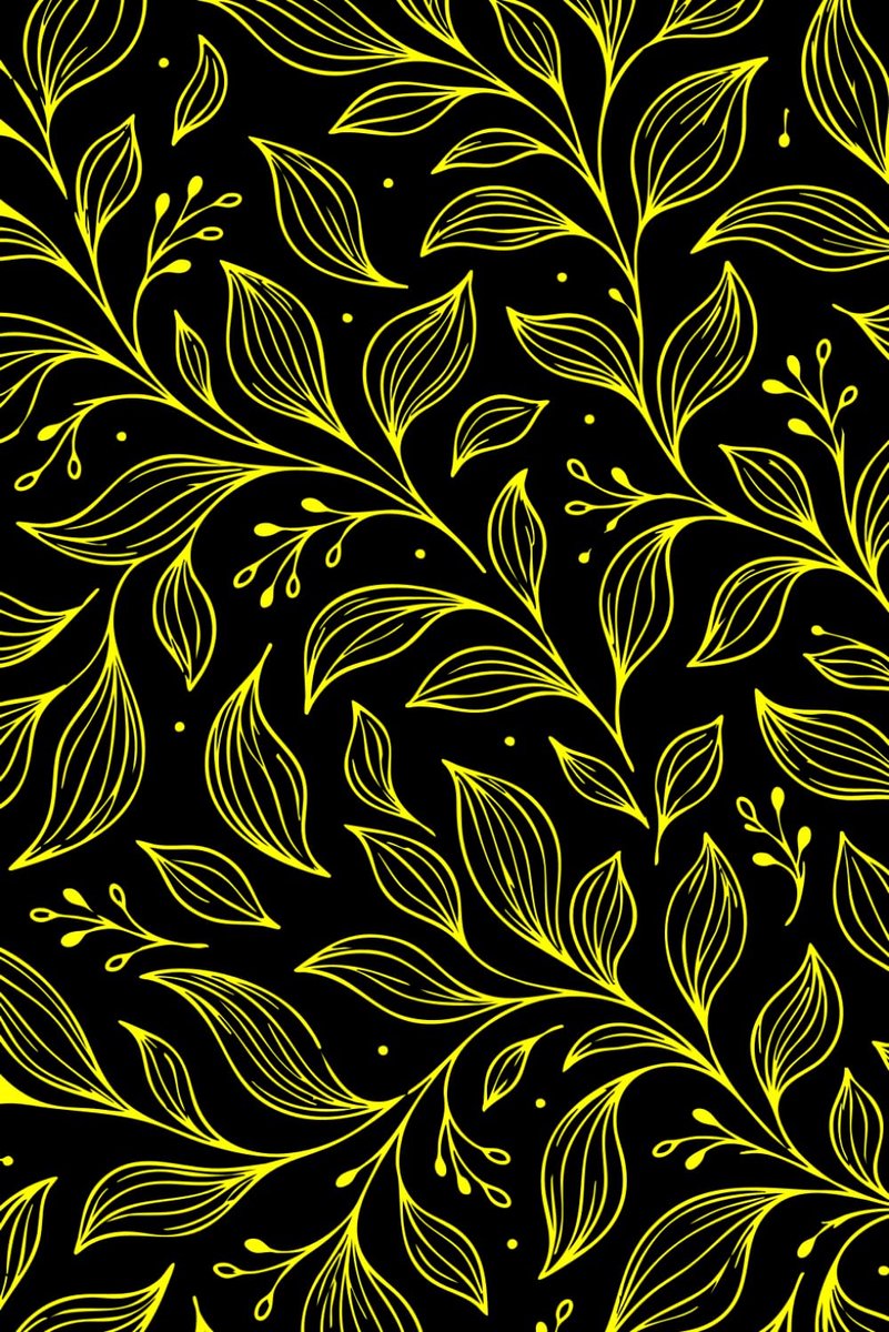 Abstract Black and Yellow Leaf pattern journal: (6" x 9") (100 Pages) - ShopVlot