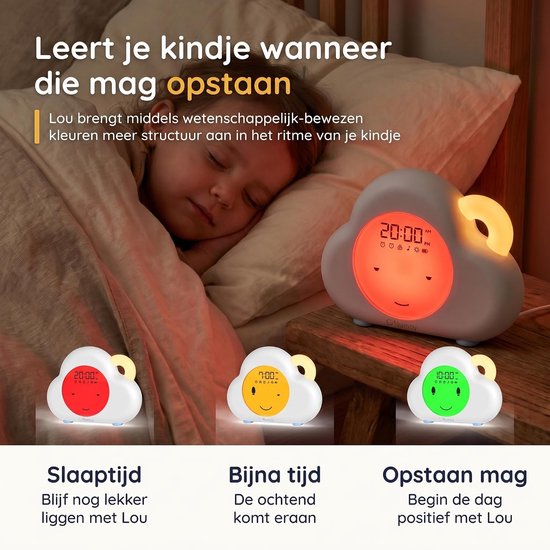 Slaaptrainer Kinderen - Nachtlampje Baby - Slaaproutine Leren - Zonsopgang Simulatie - Draadloos Oplaadbaar - Wit — afbeelding 4