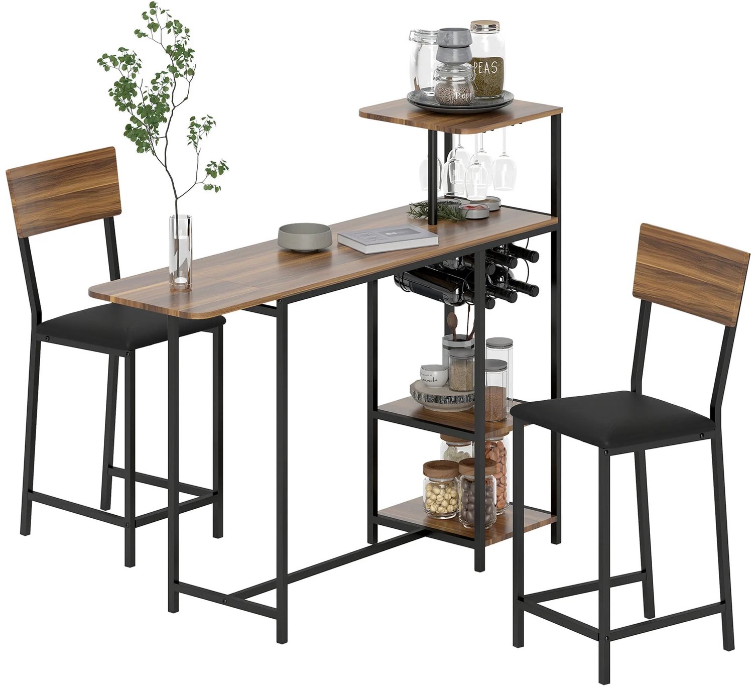 Lamor Bartafelset - Hoge bartafel met stoelen - Tafel - Tafels - Stoelen - Krukken - Barkrukken - Kruk - 140 x 40 x 116 cm