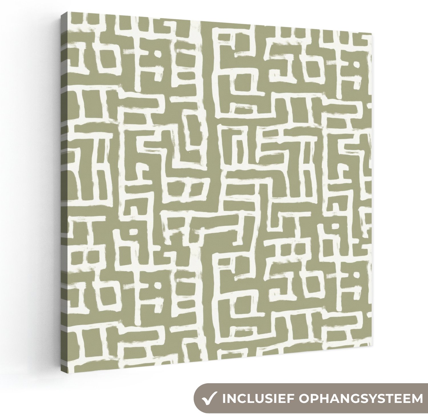 Canvas schilderij 50x50 cm - Exclusieve wanddecoratie Grafisch - Patroon - Groen - Muurdecoratie woonkamer - Slaapkamer decoratie - Kamer accessoires - Schilderijen op canvas