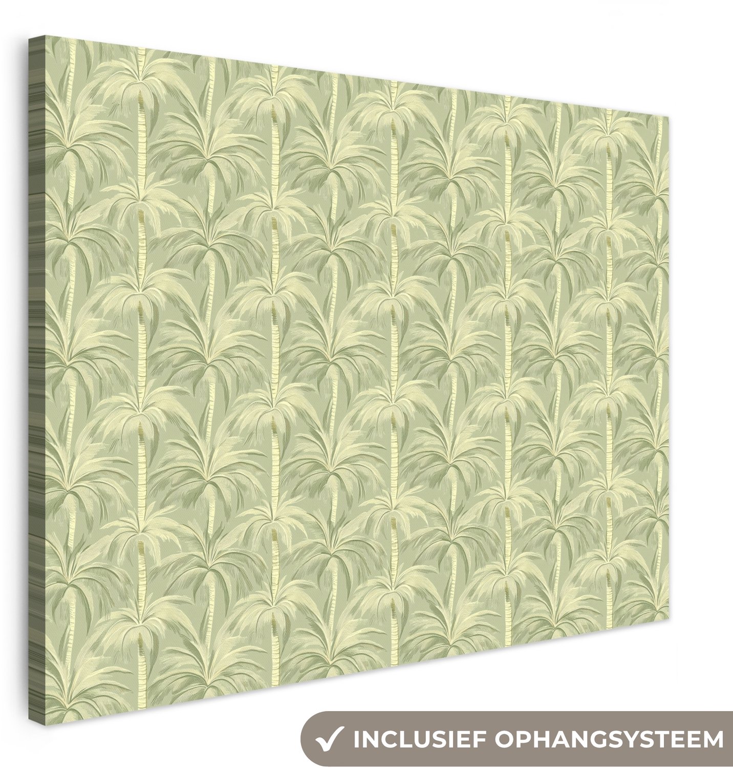 Canvas schilderij 120x90 cm - Exclusieve wanddecoratie Palmwoud - Tropisch - Groen - Muurdecoratie woonkamer - Slaapkamer decoratie - Kamer accessoires - Schilderijen op canvas groot XXL