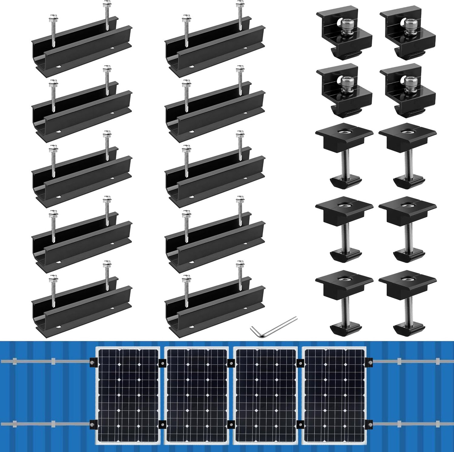 Aluminium Montagebeugels voor Zonnepanelen, Compleet Set