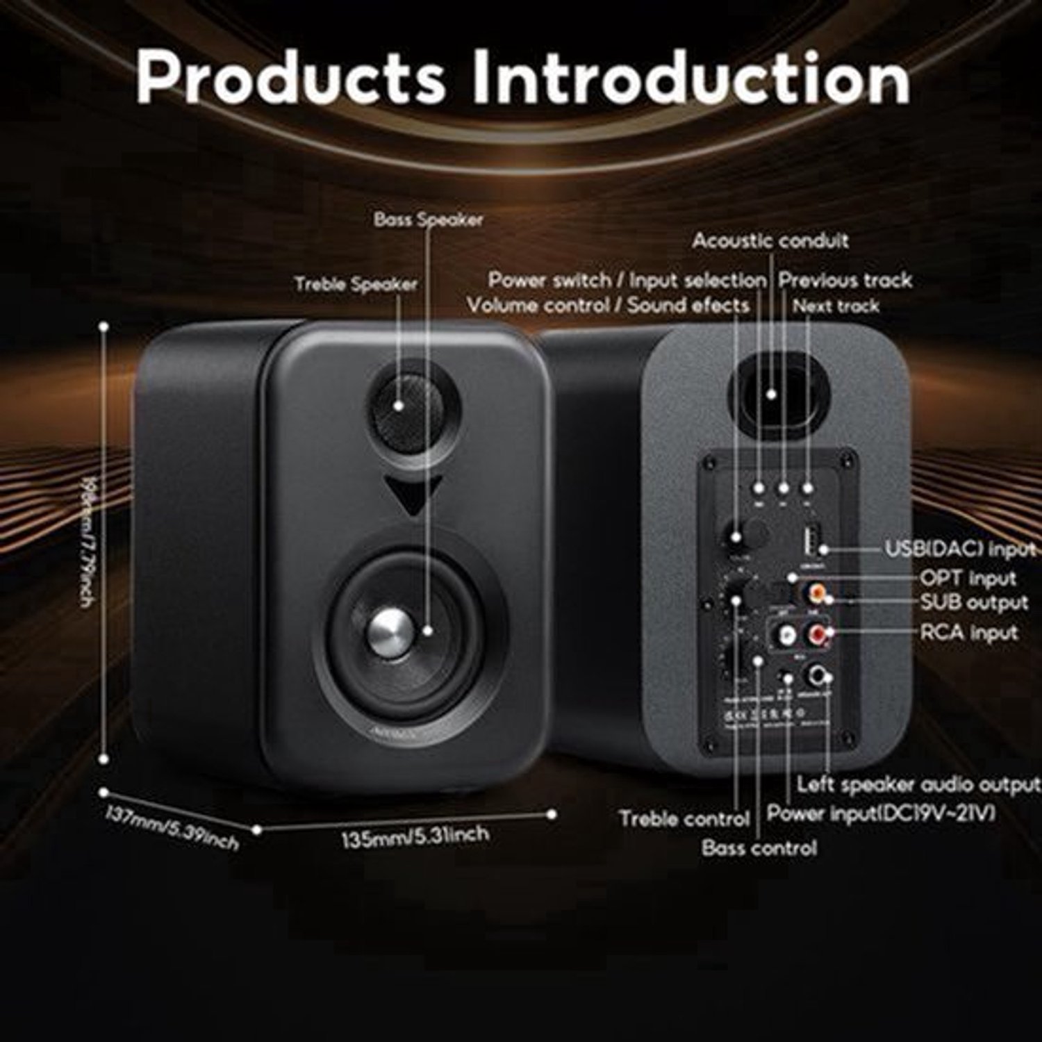 Actieve Plankluidspreker Bluetooth 80 W RMS - 3 Inch Woofer - MDF Behuizing - Voor Tv En Computer