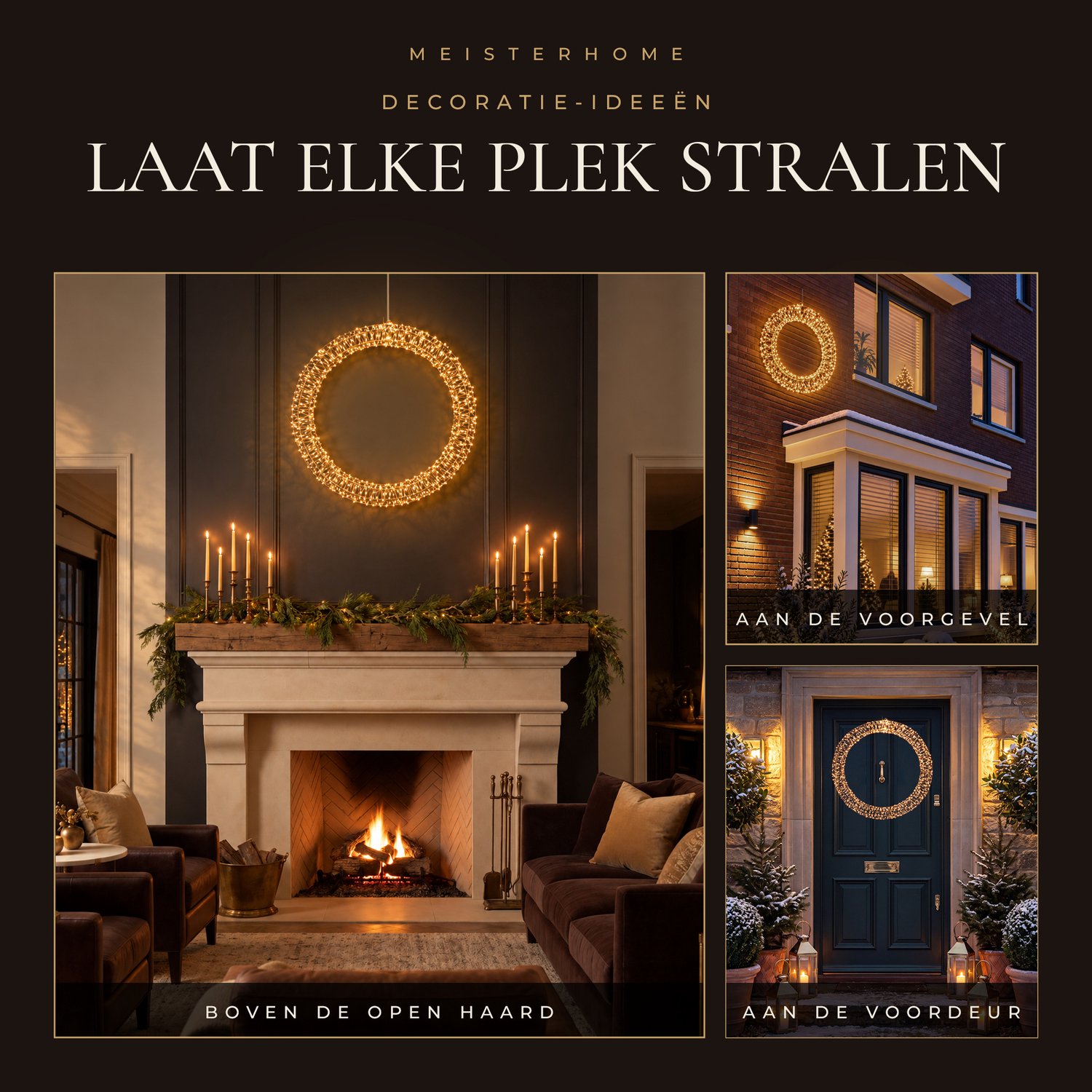 Meisterhome® LED 3D Lichtkrans Ø 70 cm – 1140 LEDs – Extra Warm Wit – Grote Verlichte Kerstkrans – Deurkrans met LED – Kerstverlichting Buiten & Binnen – Timer & Dimmer – IP44 – foto 8