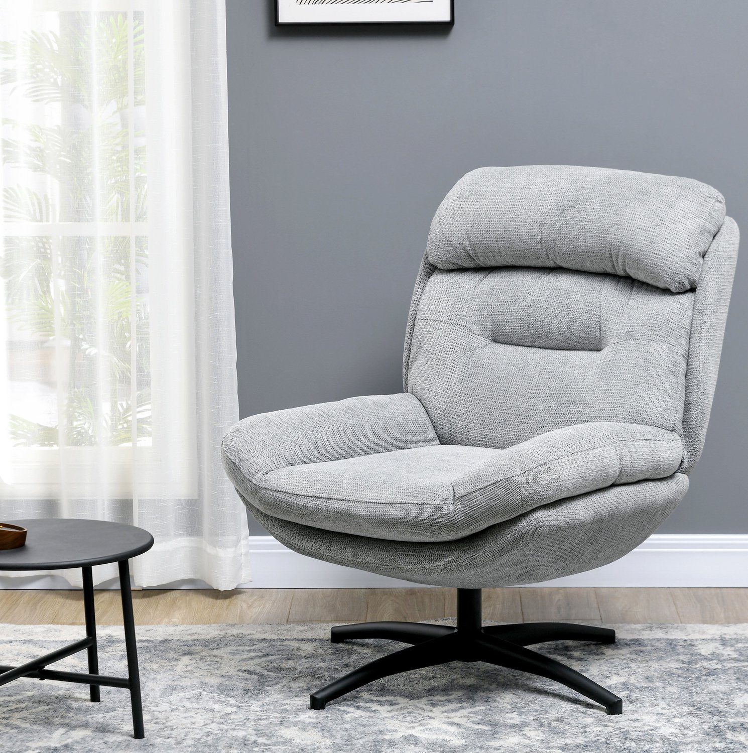 CHICFURN Fauteuil - 360 graden draaibaar - Geïntegreerde armleuningen - Grijs