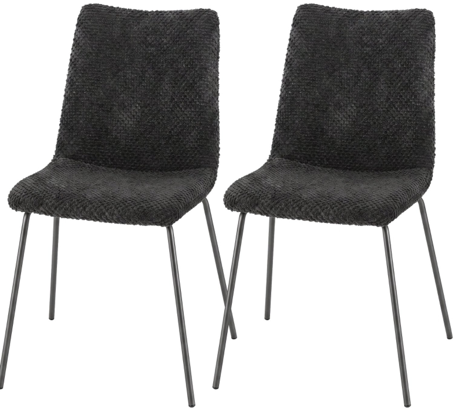 MIVRAY Eetkamerstoelen Set van 2 - Zachte Zitting Metalen Poten - Fluweel - Donkergrijs