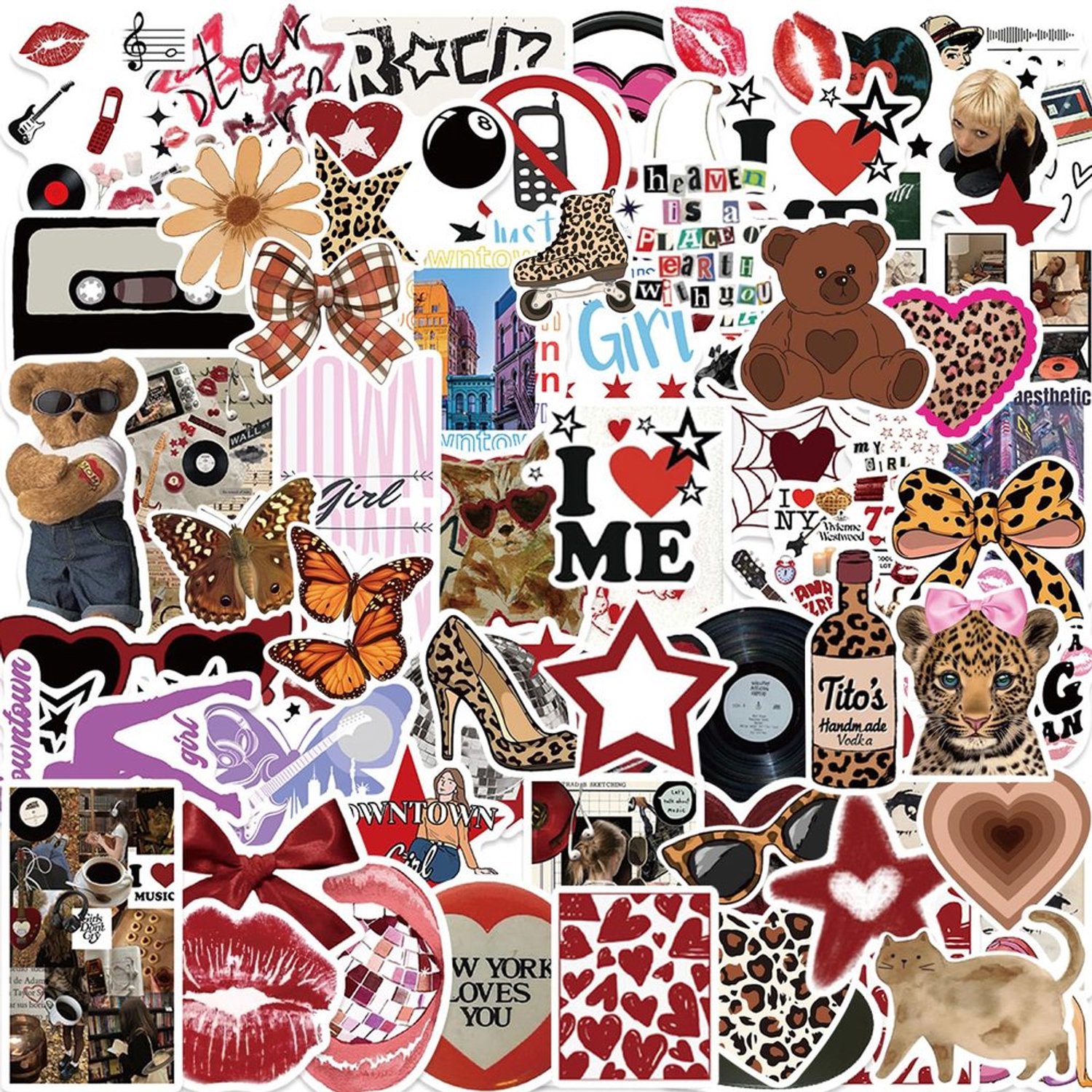 Set van 100 Retro Stickers voor Creatieve Projecten