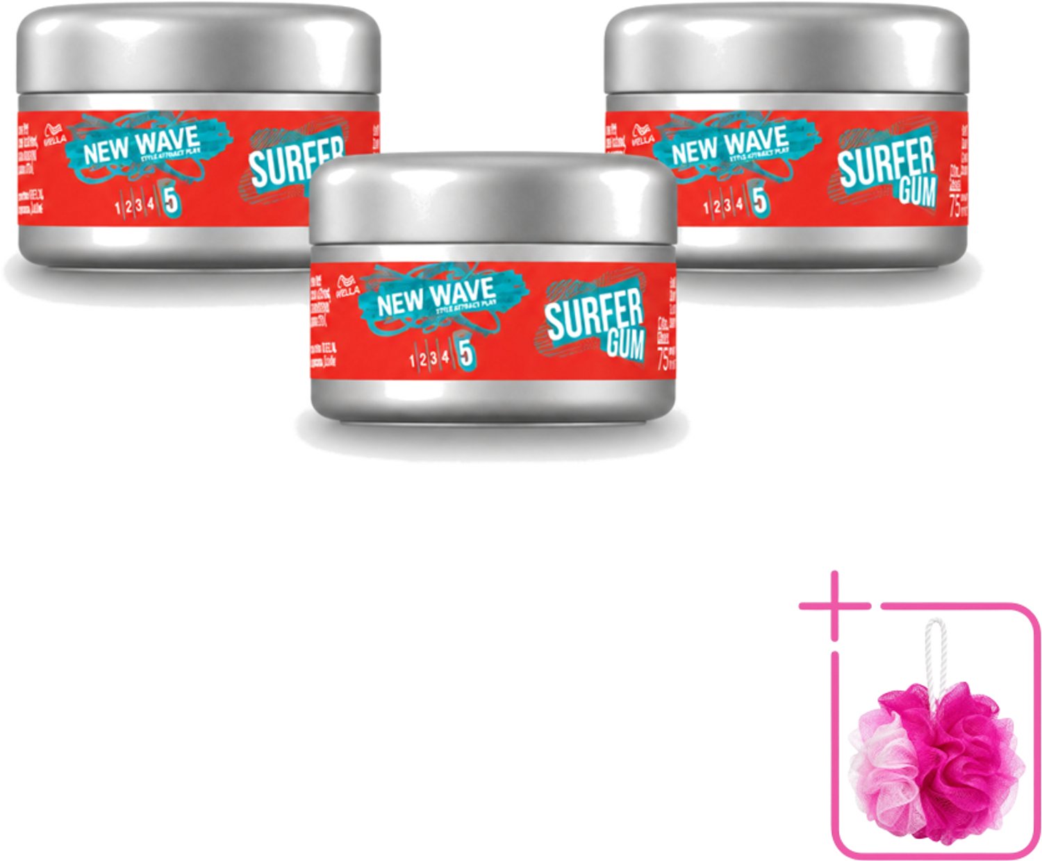 3 x Wella – New Wave Ultimate Effect Surfer Gum - 75 ml - Bulkverpakking - Haarstructuur - Douchemop - Haartextuur