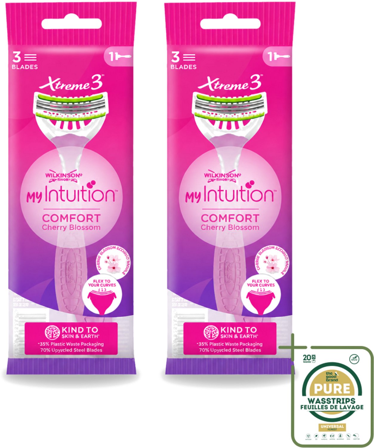 2 x Wilkinson - Wegwerpscheermesjes - Xtreme 3 My Intuition - Comfortabel - 1 scheermesje - Wasstrips - Scheermesje Vrouwelijk - Wegwerpscheermesje - Comfortabel Scheren - Huidverzorging - Jojoba-olie