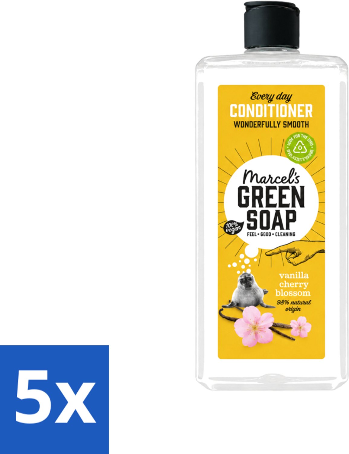 5 x Marcel’s Green Soap – Conditioner – Vanilla & Cherry Blossom – 300 ml - Voordeelverpakking - 5 stuks