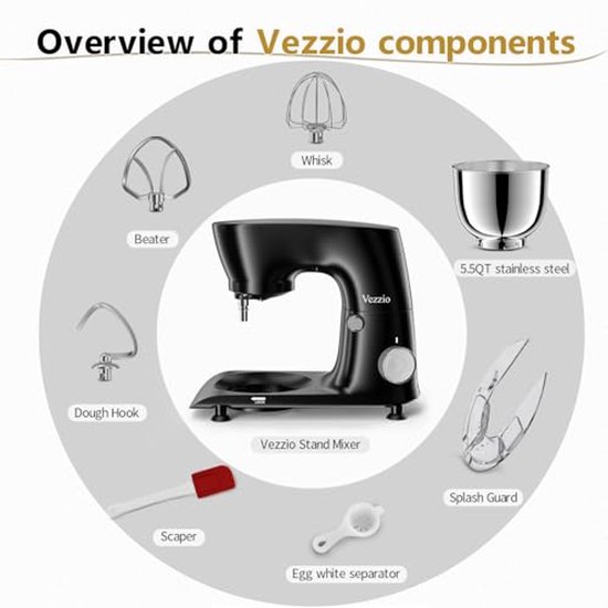 Keuken Mixer met RVS Kom en 10-Way Tilting Head — afbeelding 2