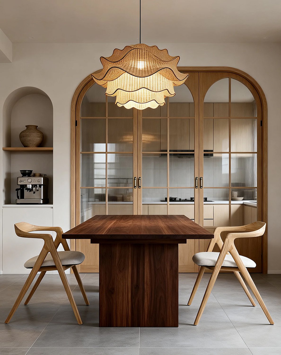 CHICFURN Eetkamerstoel - Gestoffeerde zitting - Met armleuningen - Naturel Naturel / gebroken wit