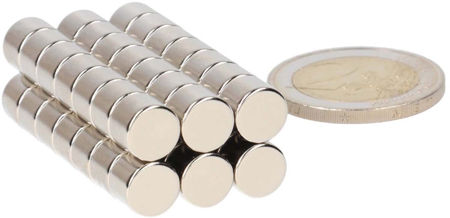 Neodymium Schijfmagneet Ø8 x 6 mm N52 NiCuNi – 15 stuks
