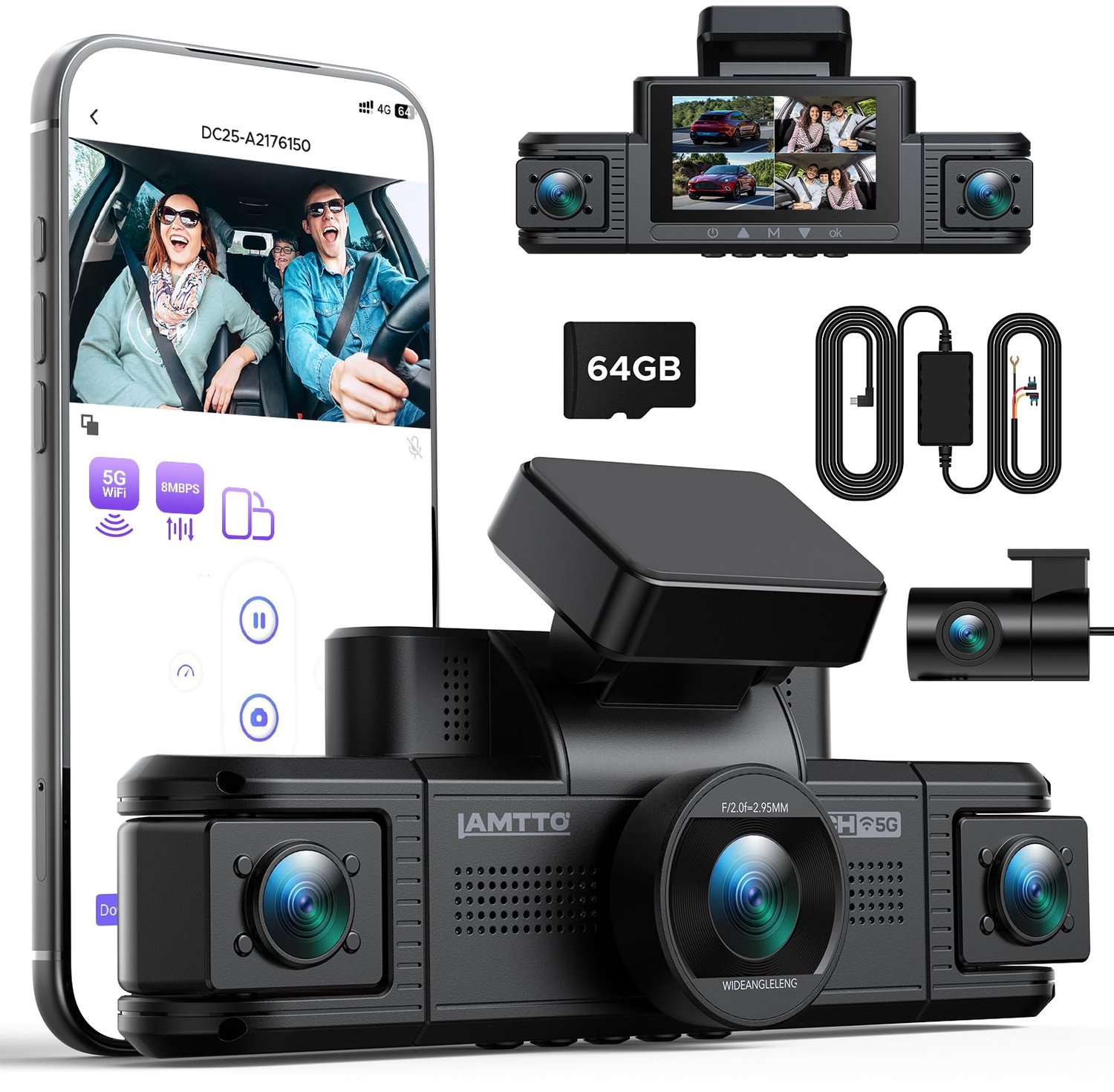 360 Graden Dashcam met 4 Kanalen en Nachtzicht