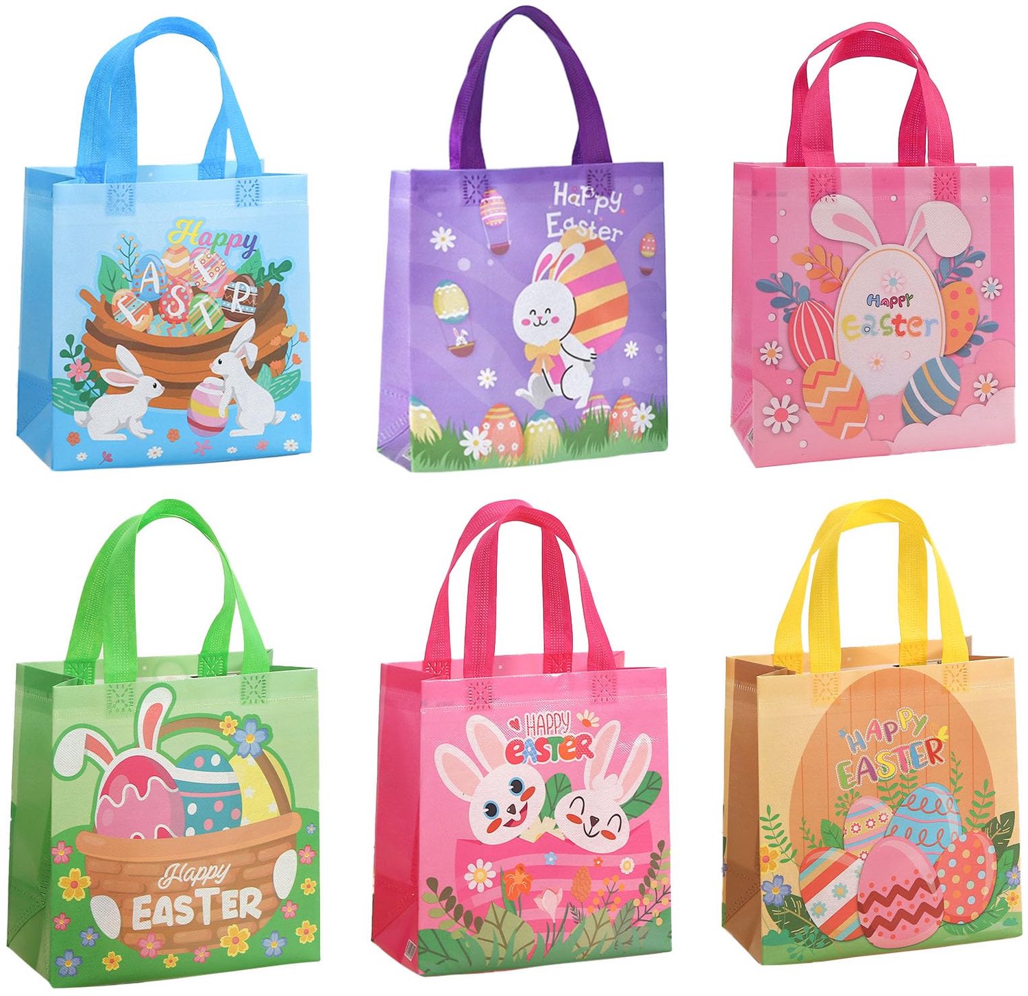 Set van 6 Herbruikbare Paas Geschenkzakken met Handvat
