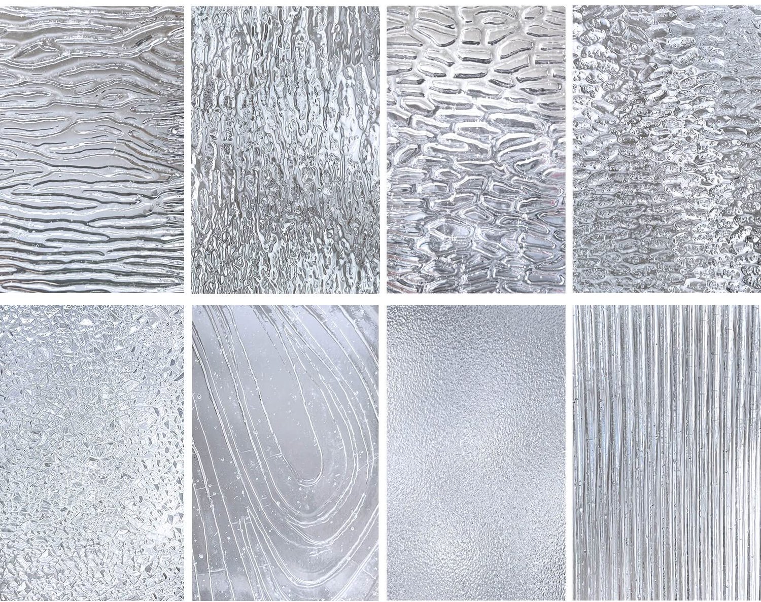 Textured Clear Stained Glass - 8 Stukken