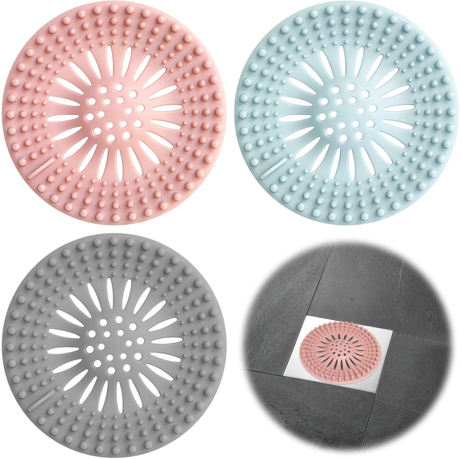 Set van 3 Silicone Afvoergieters voor Douche en Bad