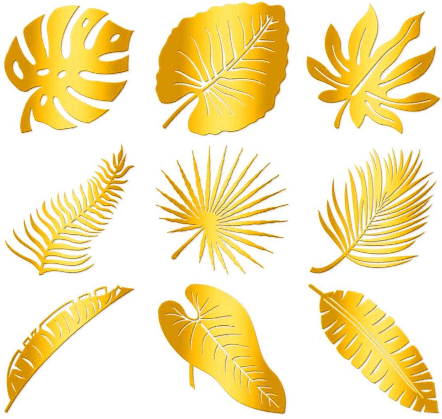 Zelfklevende Stickers - 9 Stuks Gouden - Bladpatroon - Waterdichte Decoratie - Scrapbook/Hars Handwerk - 4 cm x 4 cm - Decoratiestickers
