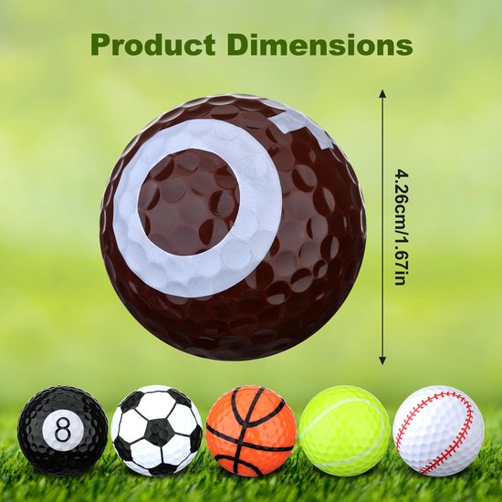 Set van 6 Grappige Golfballen met Harde Buitenlaag — afbeelding 4