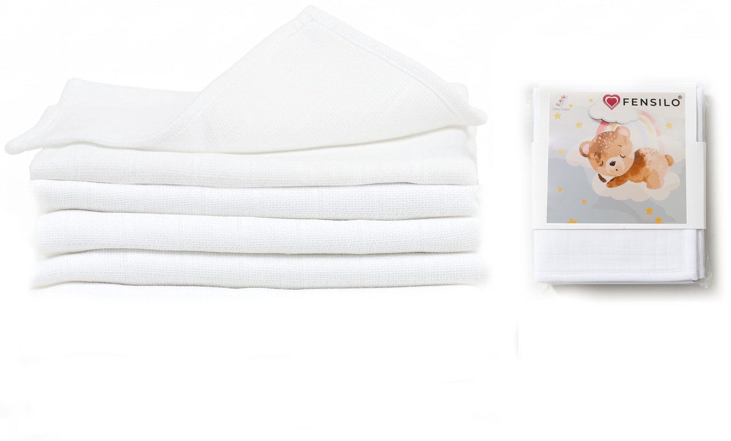Set van 4 Muslin Doekjes - 60 x 60 cm - Wit