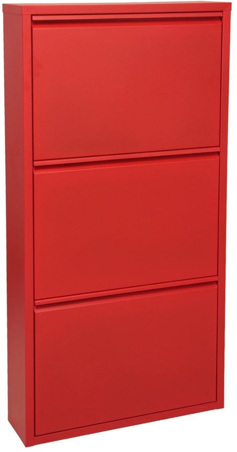 Metalen Schoenkast met 3 Laden in Rood